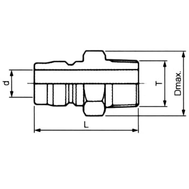 TS-6PM-BSBM バルブレス中圧用プラグカプラー・真鍮(メネジ取付 TS-6PM-BSBM バルブレス中圧用プラグカプラー・真鍮(メネジ取付