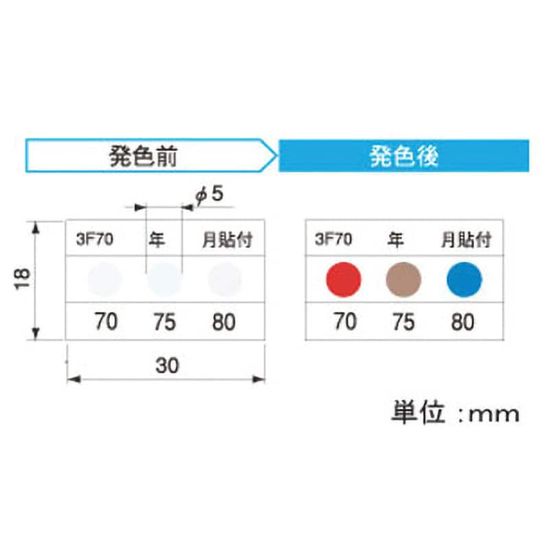 3F70 サーモカラーセンサー 3温表示タイプ(5℃間隔) 1ケース(20枚