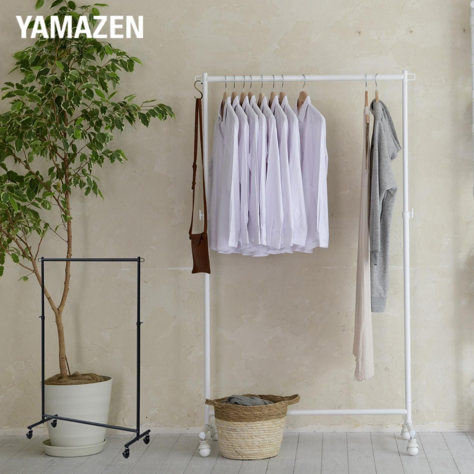 YIH-S(MWH) 頑丈ハンガーラック キャスター付き YAMAZEN(山善) マット