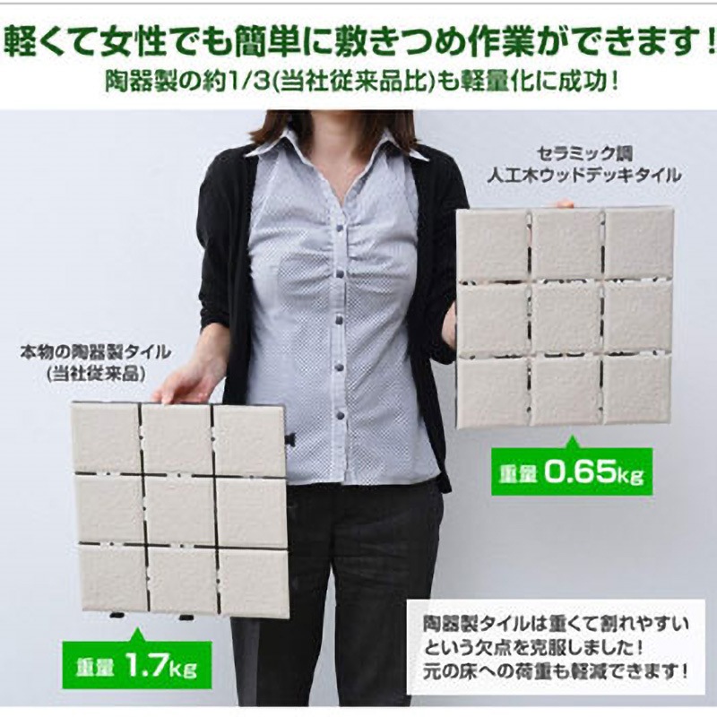 MCJ-9(BR)1P ベランダ用 屋外ジョイントタイル(人工木ウッドタイプ 