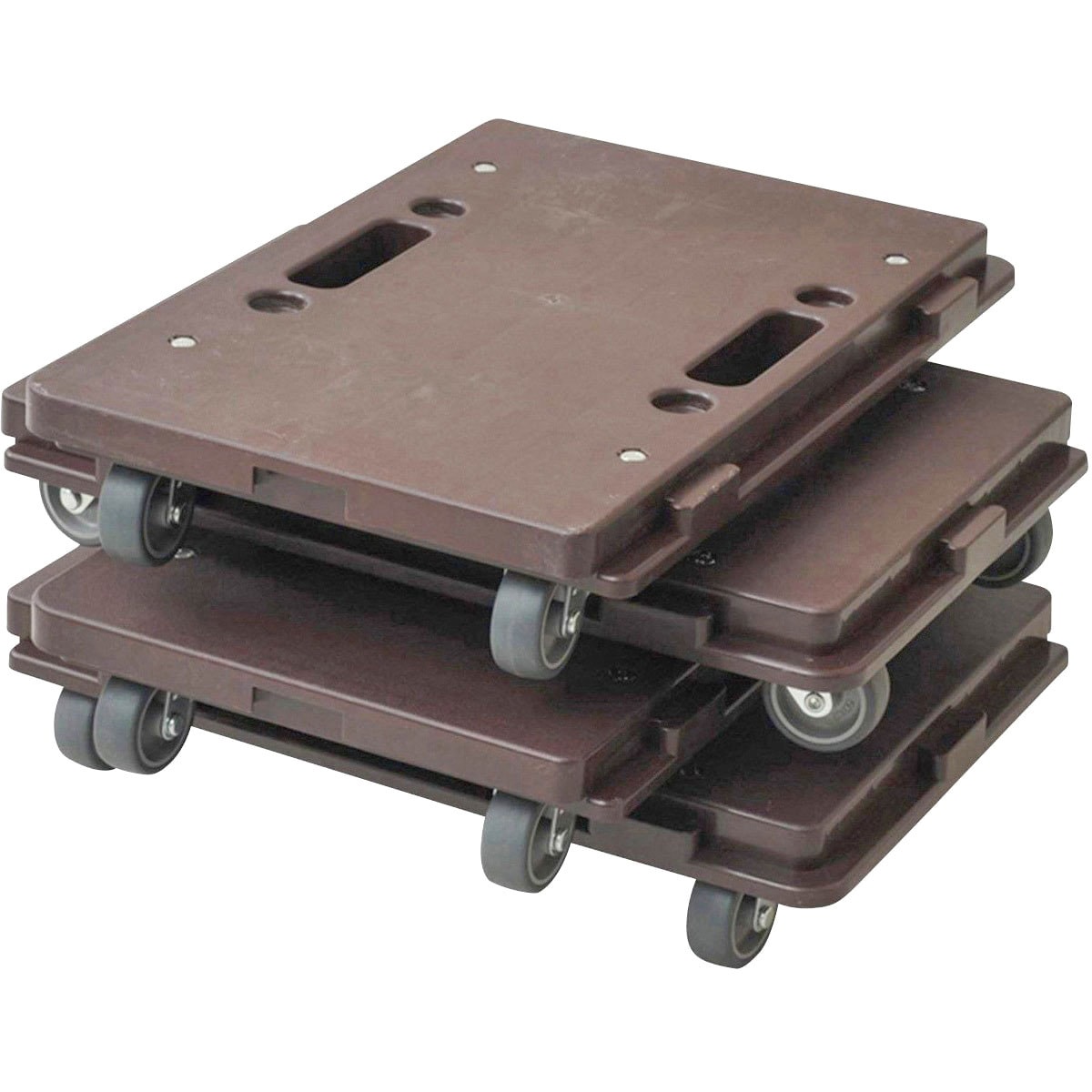 NTM-E50DB×4 連結平台車 ホームキャリー 4台組 YAMAZEN(山善) エラストマー車輪 自在 PP製 ダークブラウン色 荷台寸法410×275mm 1セット(4台)