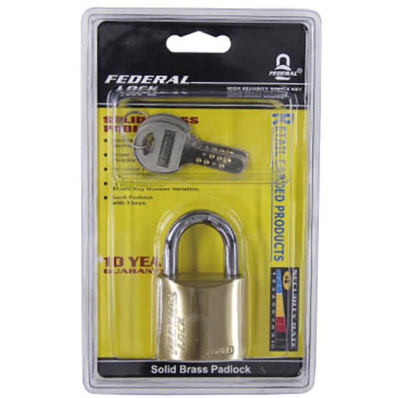 FS40-P ディンプルキーシリンダー南京錠 FEDERAL ステンレス 黄銅製