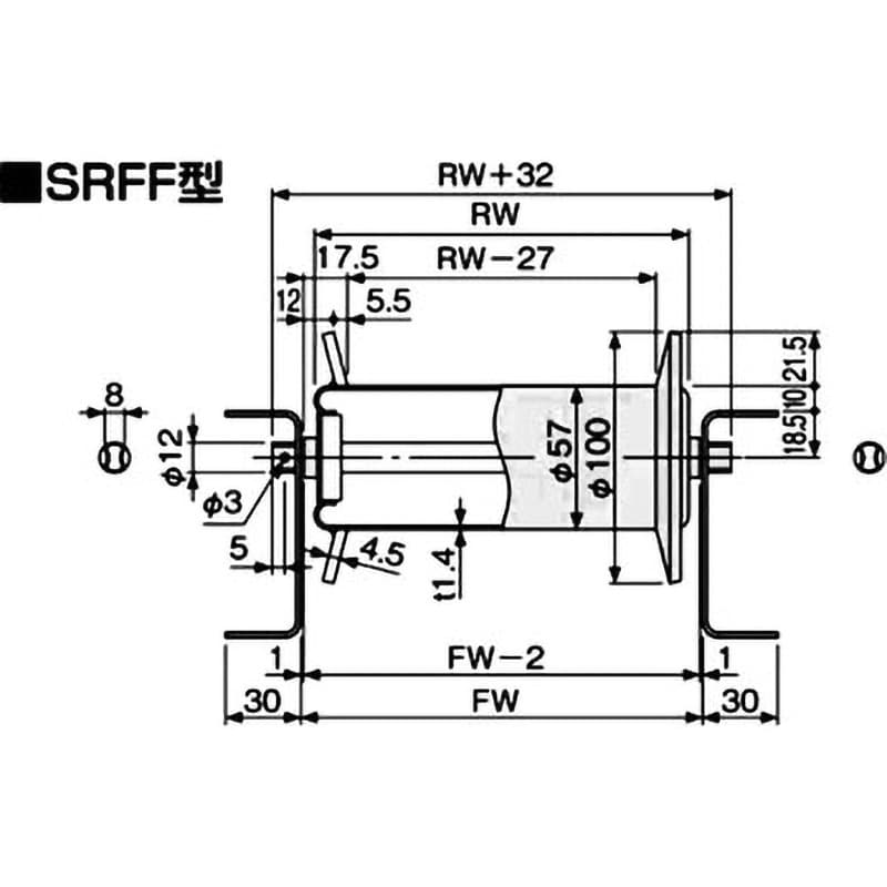 SRFF490N-A スチール製ツバ付きローラ単体 SRFF型(シャフト付き