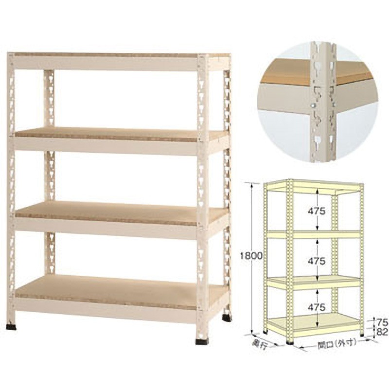 BR12045180 ボードラック キタジマ ベージュ色 スチール 荷重800kg 高さ1800mm奥行450mm 28,485円