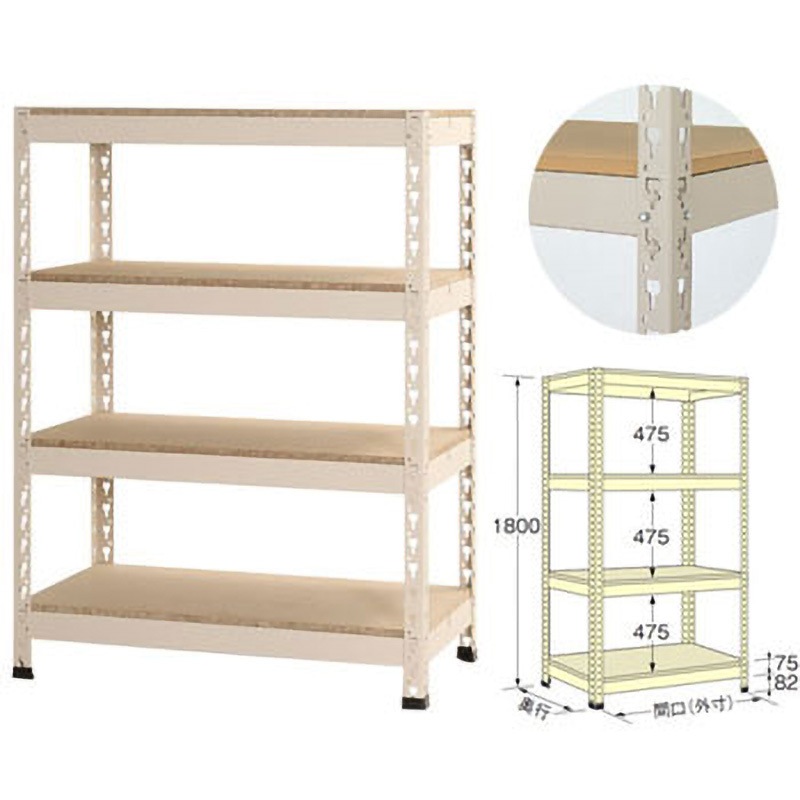BR18090180 ボードラック キタジマ ベージュ色 スチール 荷重800kg 高さ1800mm奥行900mm