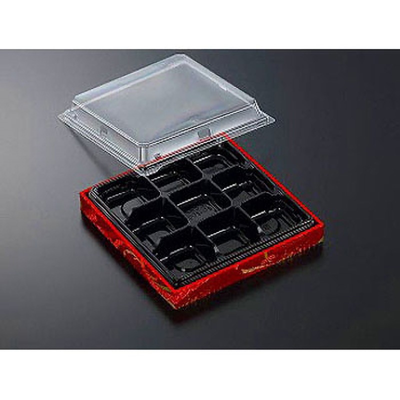 CWA20-20G 弁当容器 CWA 中央化学 防曇蓋タイプ 黒色 黒-ちぎり  1ケース(20枚×9袋) CWA20-20G