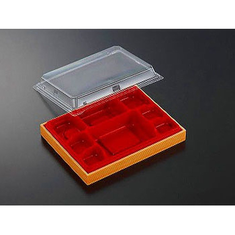 CWA22-17S 弁当容器 CWA 中央化学 防曇蓋タイプ 赤色 赤-赤杉  1ケース(20枚×11袋) CWA22-17S