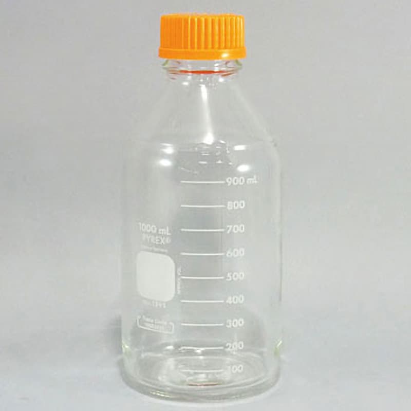 買物 コーニング PYREX メディウム瓶 R オレンジキャップ付き 透明 5000mL 1395-5L 1-4994-08 