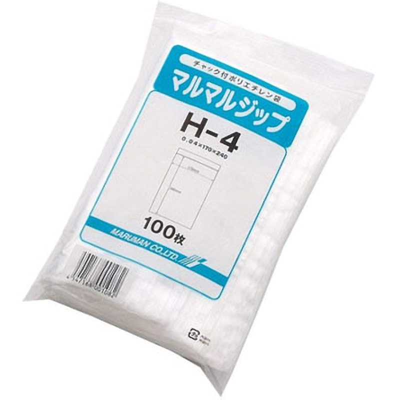 まる／3袋 A-4 チャック付きポリ袋0.04mm(マルマルジップ) 丸万 透明色
