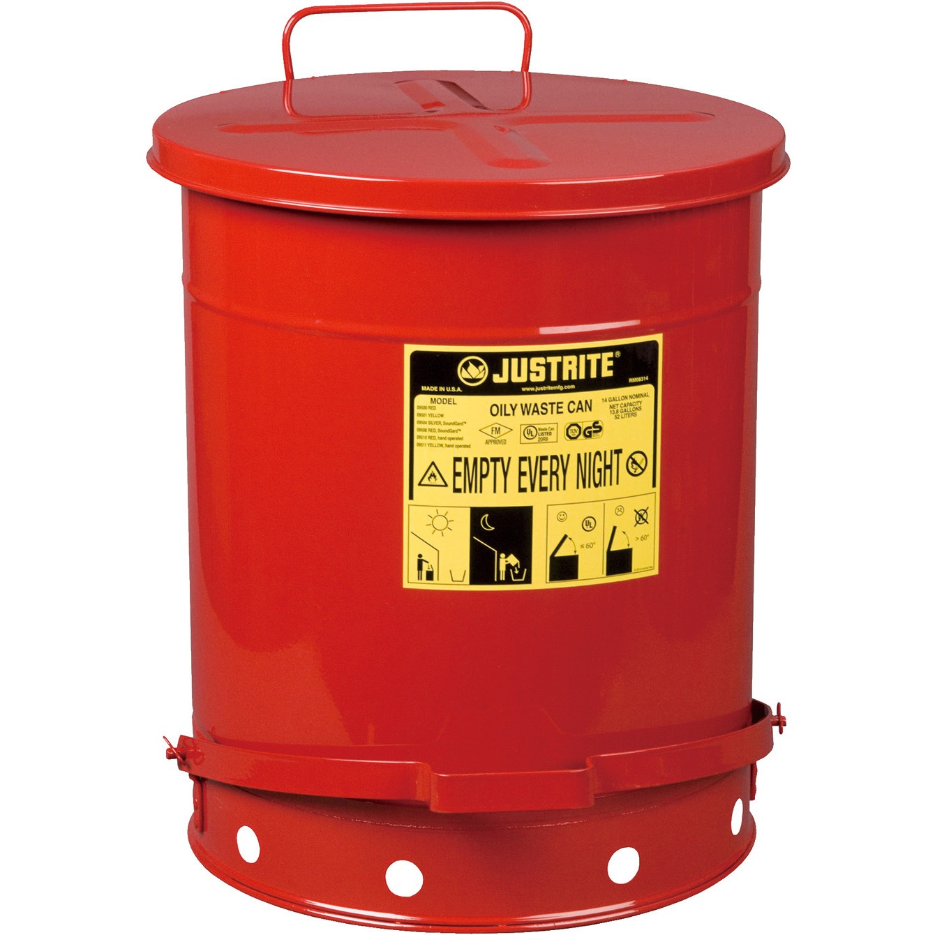 J09500 耐火ゴミ箱(オイリーウエスト缶) JUSTRITE 容量53L  1個 J09500