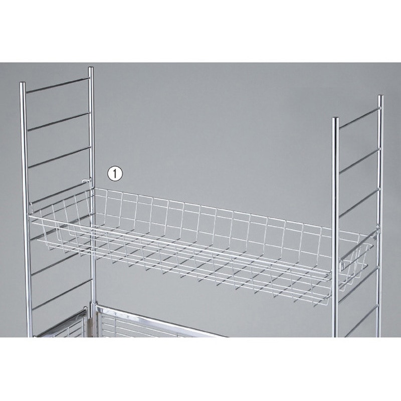 2347-928 中折れワゴン専用上置きカゴ ハイタイプセット(フレーム+カゴ) ストア・エキスプレス 耐荷重15kg/段 幅120cm奥行30cm高さ70cm  2347-928