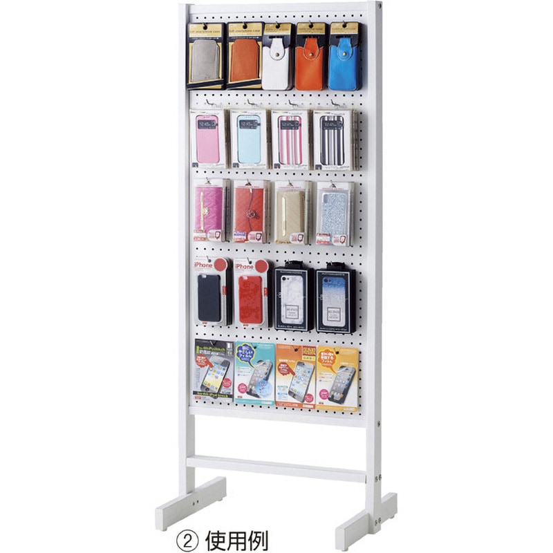 3336-3760 両面有孔パネルスタンド 白 ストア・エキスプレス 荷重20kg 幅45cm奥行45cm高さ150cm 1台 3336-3760