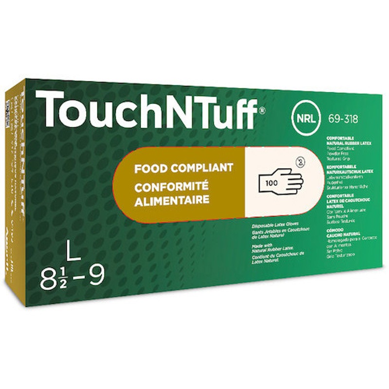 69-318-8 天然ゴム使い捨て手袋 TouchNTuff 69-318 アンセル 100枚入