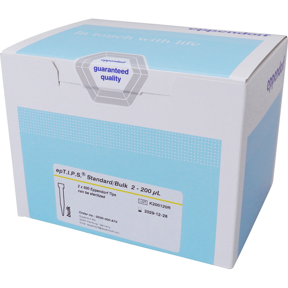 ピペットチップ(epTIPS)　スタンダード　100〜5000μL　100本/袋×5袋 エッペンドルフ aso 2-4876-08 医療・研究用機器 エッペンドルフ ピペットチップ(epTIPS) ボックス 100~5000μL 24本入 0030 076.214 1ボックス(24本)（直送品）