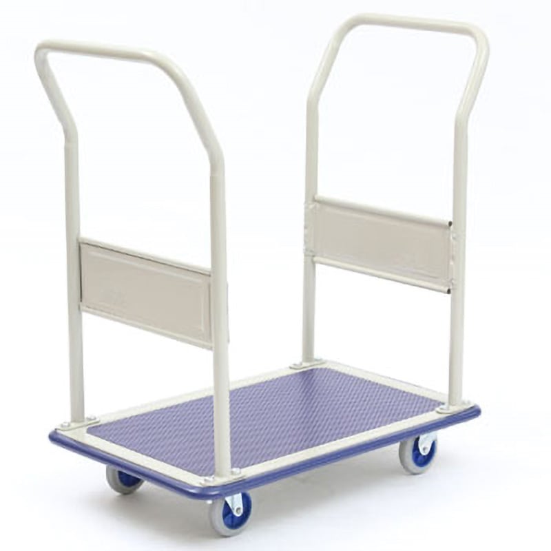 NHT-103-LH スチール台車 金沢車輌 グレーゴム車輪 ブルー色 両側ハンドル固定式 荷重150kg   NHT-103-LH