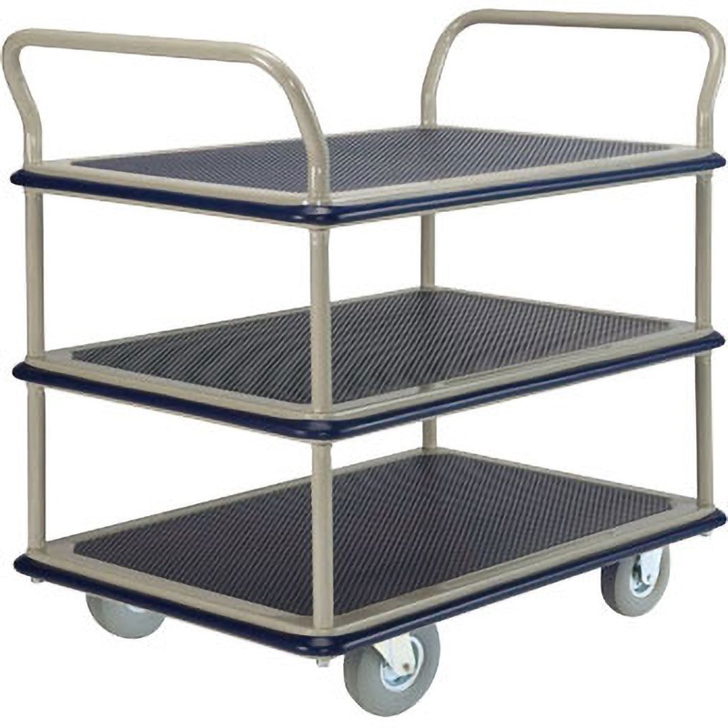 NHT-319SL ノーパンククッションタイヤ付スチール台車 両側ハンドル付 金沢車輌 荷重200kg 荷台幅610mm荷台奥行980mm  NHT-319SL