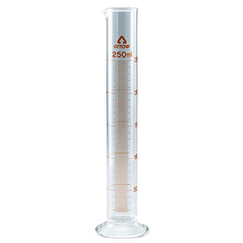 海外個人輸入 250mL メスシリンダー(硬化ガラス) arrow(アロー) 目盛あり 研究用容器・計量器