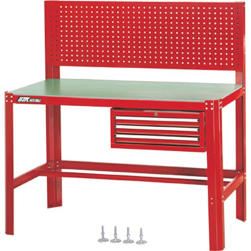 JTC3010 作業台(背面ボード付き) JTC 最大積載量1000kg レッド 引出し