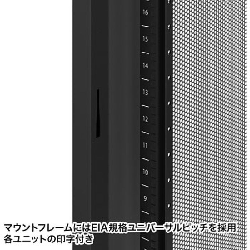 CP-SVN2490MBKN 19インチサーバーラック メッシュタイプ サンワサプライ 耐荷重500kg ブラック(マンセル値/N1.0近似色) 間口600mm 1台 CP-SVN2490MBKN