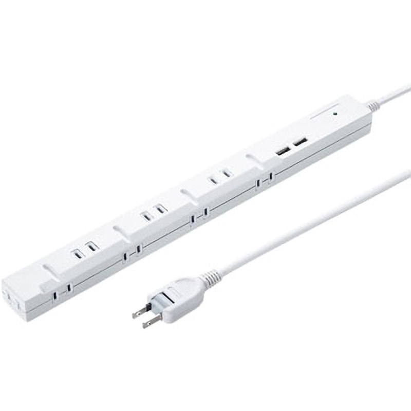 TAP-SLIM8U-1 スリムタップUSB充電機能付き サンワサプライ 2P
