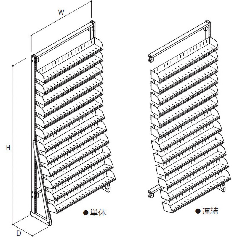 RKVS-HS932A-PF RVS 支柱タイプ 壁面片面 CD用11段 (単体タイプ) イトーキマーケットスペース ダークグレー色