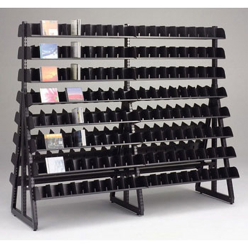 RKVS-FS955A-PF RVS 支柱タイプ 島両面スリム型 CD用8段 (単体タイプ) イトーキマーケットスペース ダークグレー色