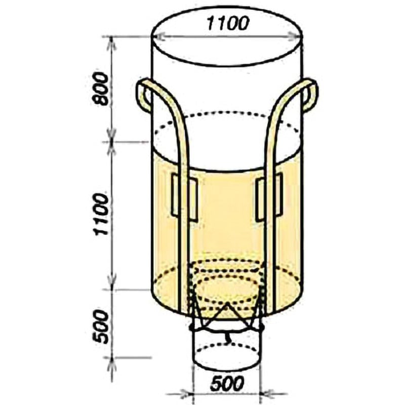 OW-005丸HS フレコンバック 丸型下部半開 ワンウィル 容量1000L 標準タイプ  1箱(10袋) 15,386円