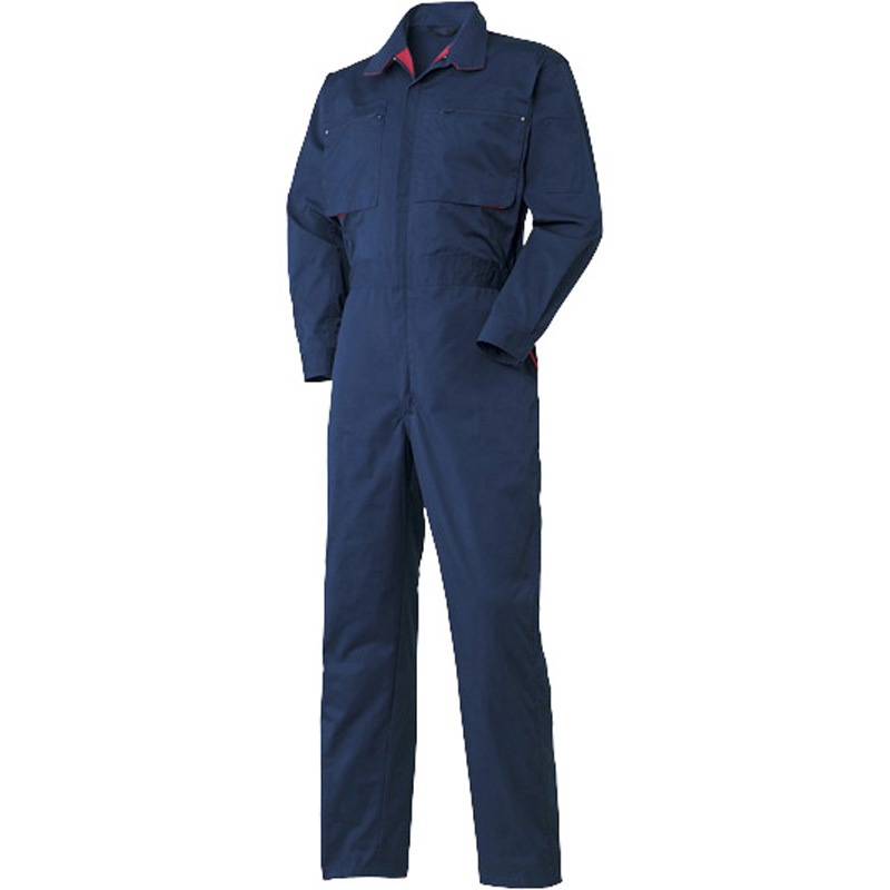 373730 3737-30 綿混 長袖ツナギ アタックベース ネイビー色 着丈163cm袖丈60cm
