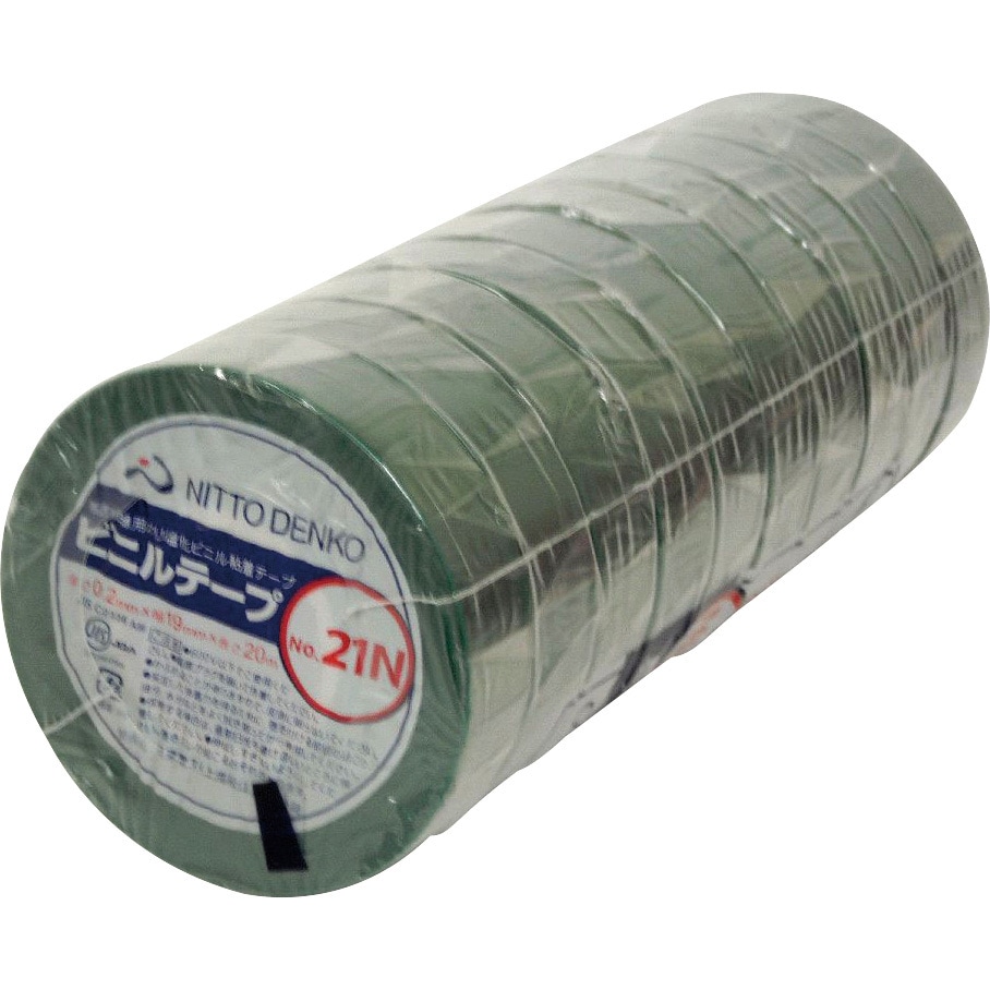 No.21N 電気絶縁用ビニルテープ No.21 日東電工 緑色 幅19mm長さ