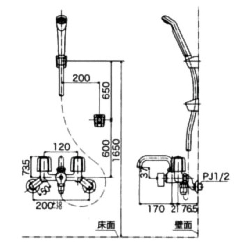 2ハンドルシャワー KF40N2 KVK ツーハンドル(ツーバルブ) 【通販