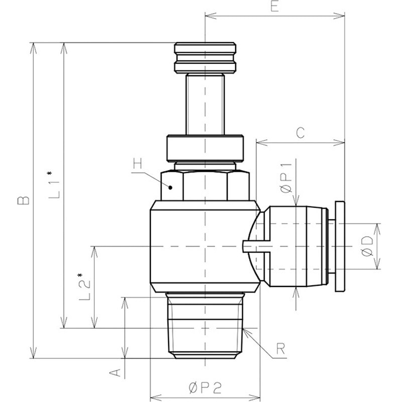JNC6-01 スロットルバルブ エルボ 1個 PISCO(ピスコ) 【通販モノタロウ】