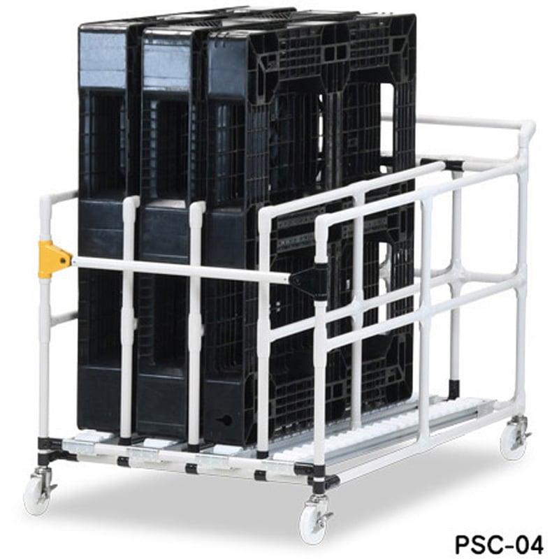 パレット激安不動車 PSC-04 縦置きパレットカート 4枚用 矢崎化工 四輪自由車 ピンク色 PSC