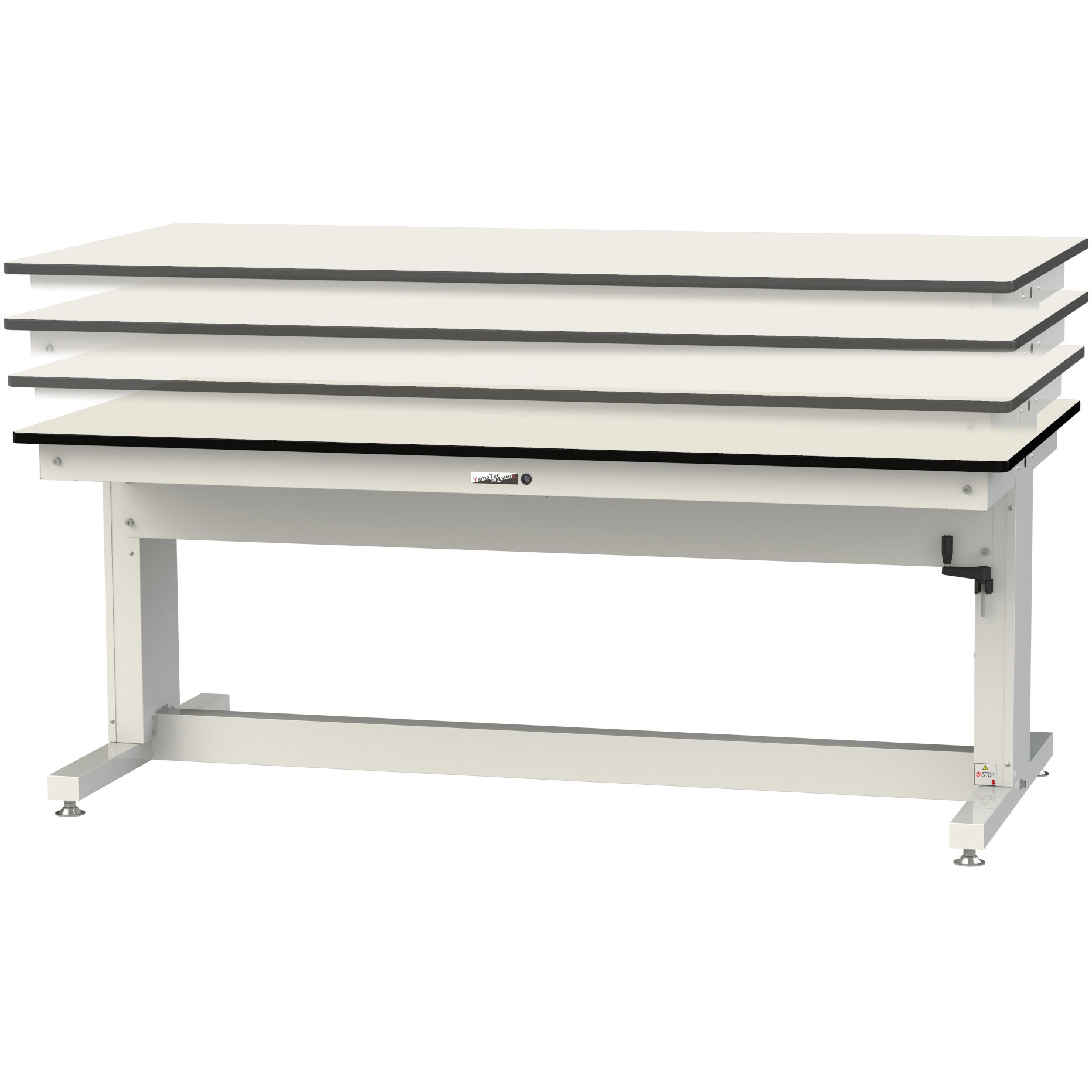 SSR-1275A-IW ワークテーブル昇降タイプ(3方ハンドル仕様) 塩ビシート天板 1台 ヤマテック 【通販モノタロウ】