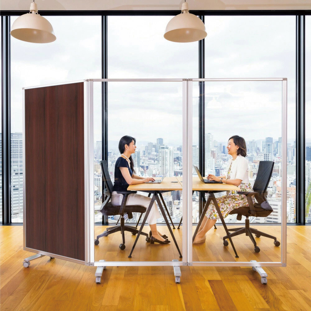 TP3-1809BN-AC2MMWW1 3連スクリーン アクリル 木目ダーク コマイ 高さ1800mm奥行350mm  TP3-1809BN-AC2MMWW1