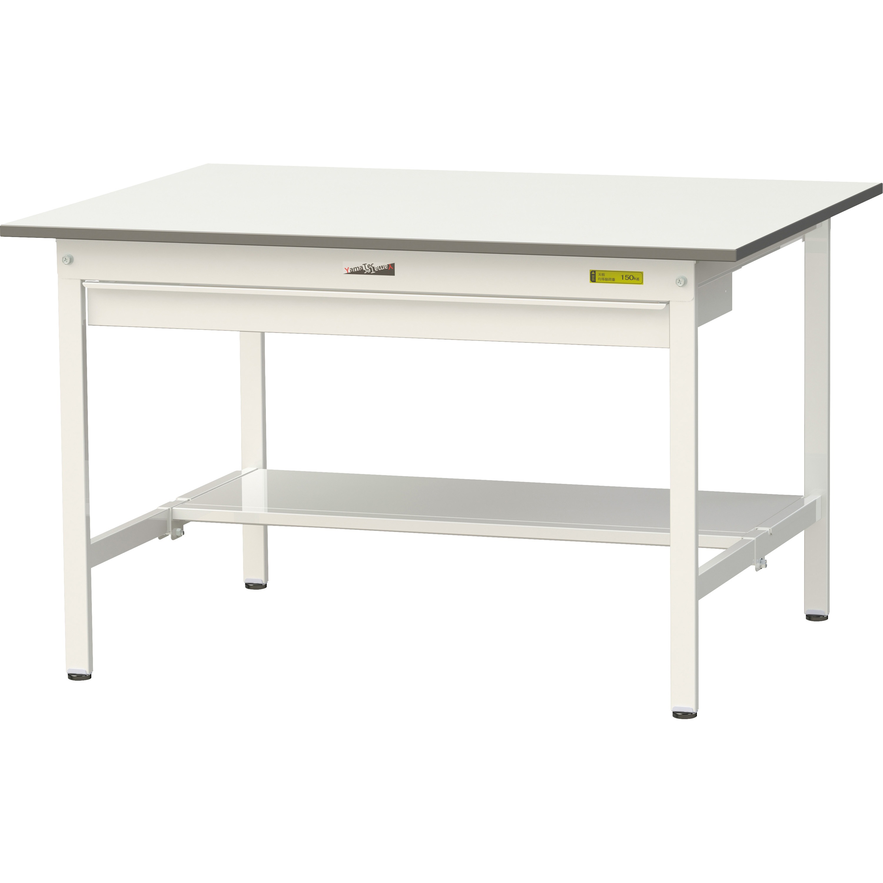 SUP-1290WT-WW ワークテーブル150シリーズ 固定式 ワイド引出し・半面棚板付 H740mm 1台 ヤマテック 【通販モノタロウ】