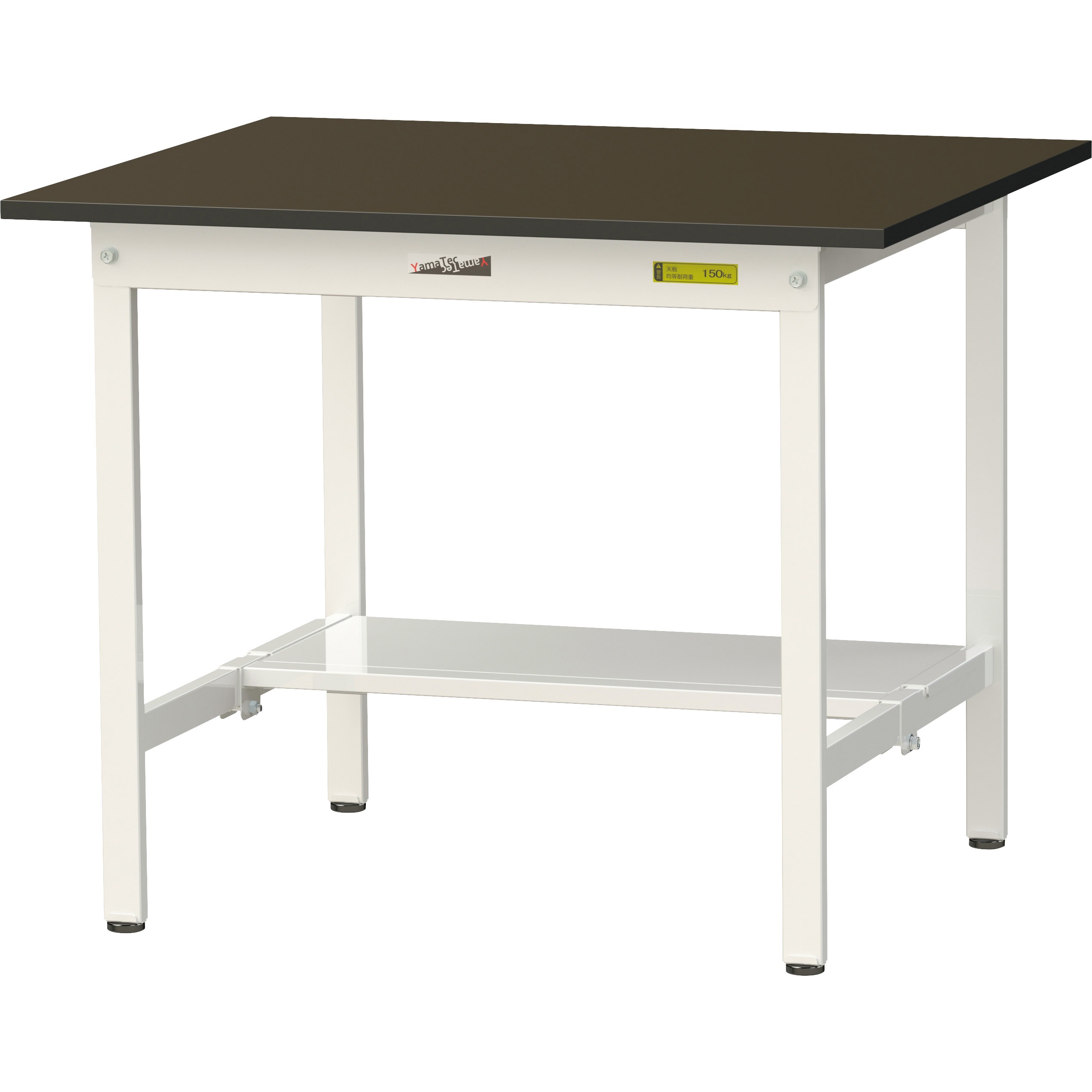SLM-975T-BRW ワークテーブルLABシリーズ 固定式 半面棚板付 指紋レスメラミン天板 H740mm ヤマテック ブラウン シルキーホワイト