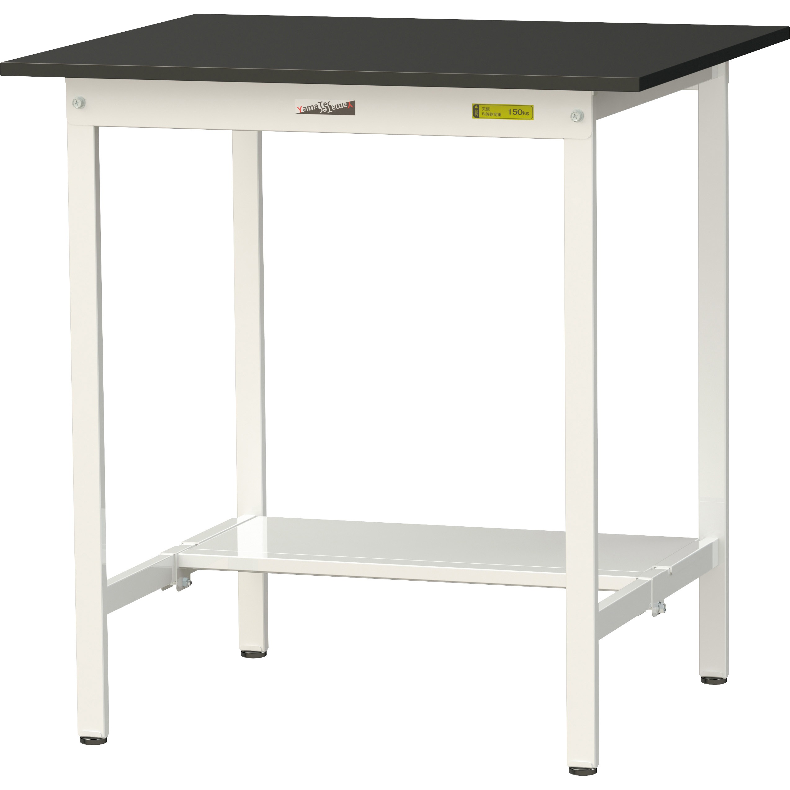 SLKH-975T-BKW ワークテーブルLABシリーズ 固定式 半面棚板付 ケミテクト天板 H950mm ヤマテック ブラック シルキーホワイト