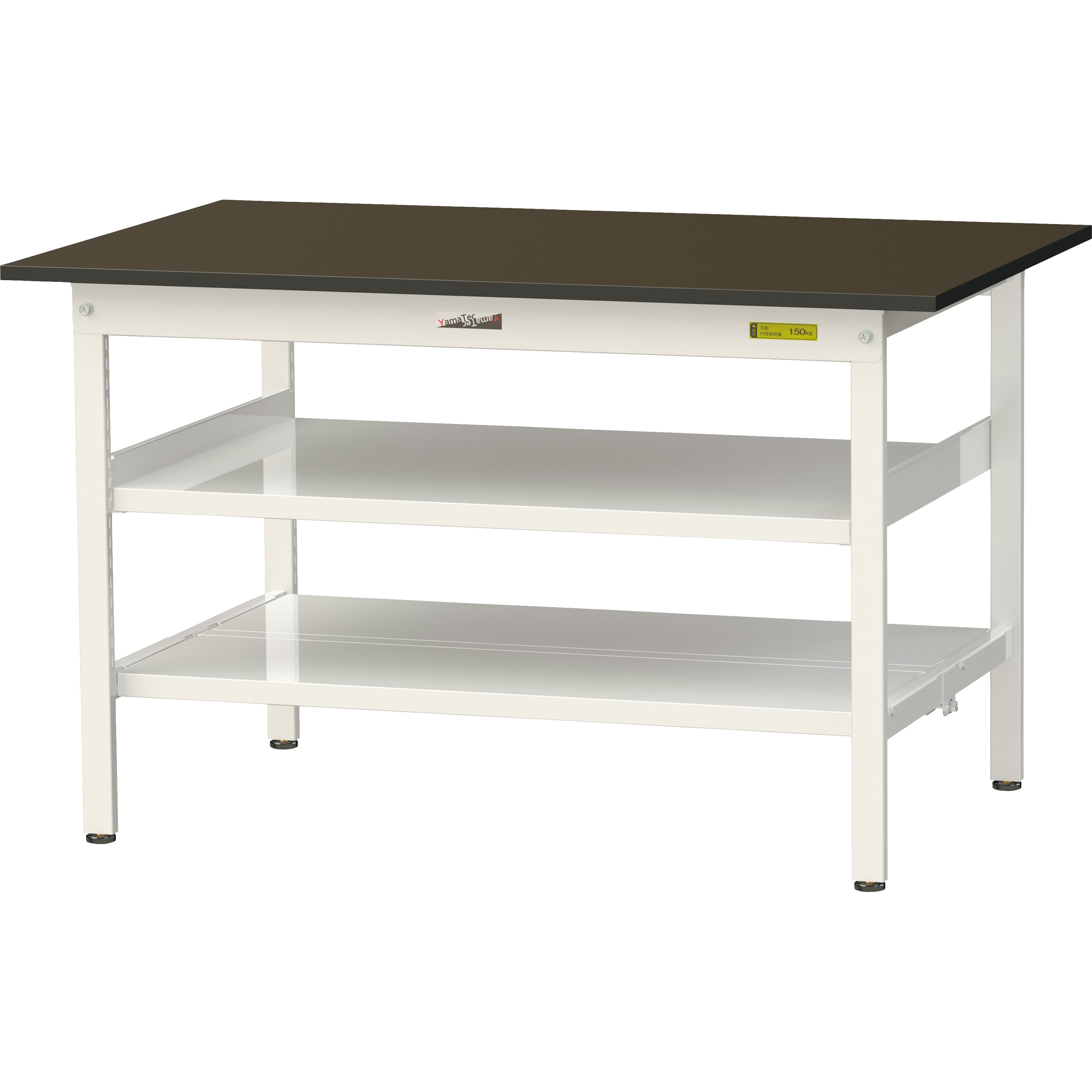 SLM-1275TTF-BRW ワークテーブルLABシリーズ 固定式 中間棚・全面棚板付 指紋レスメラミン天板 H740mm ヤマテック ブラウン シルキーホワイト 47,388円
