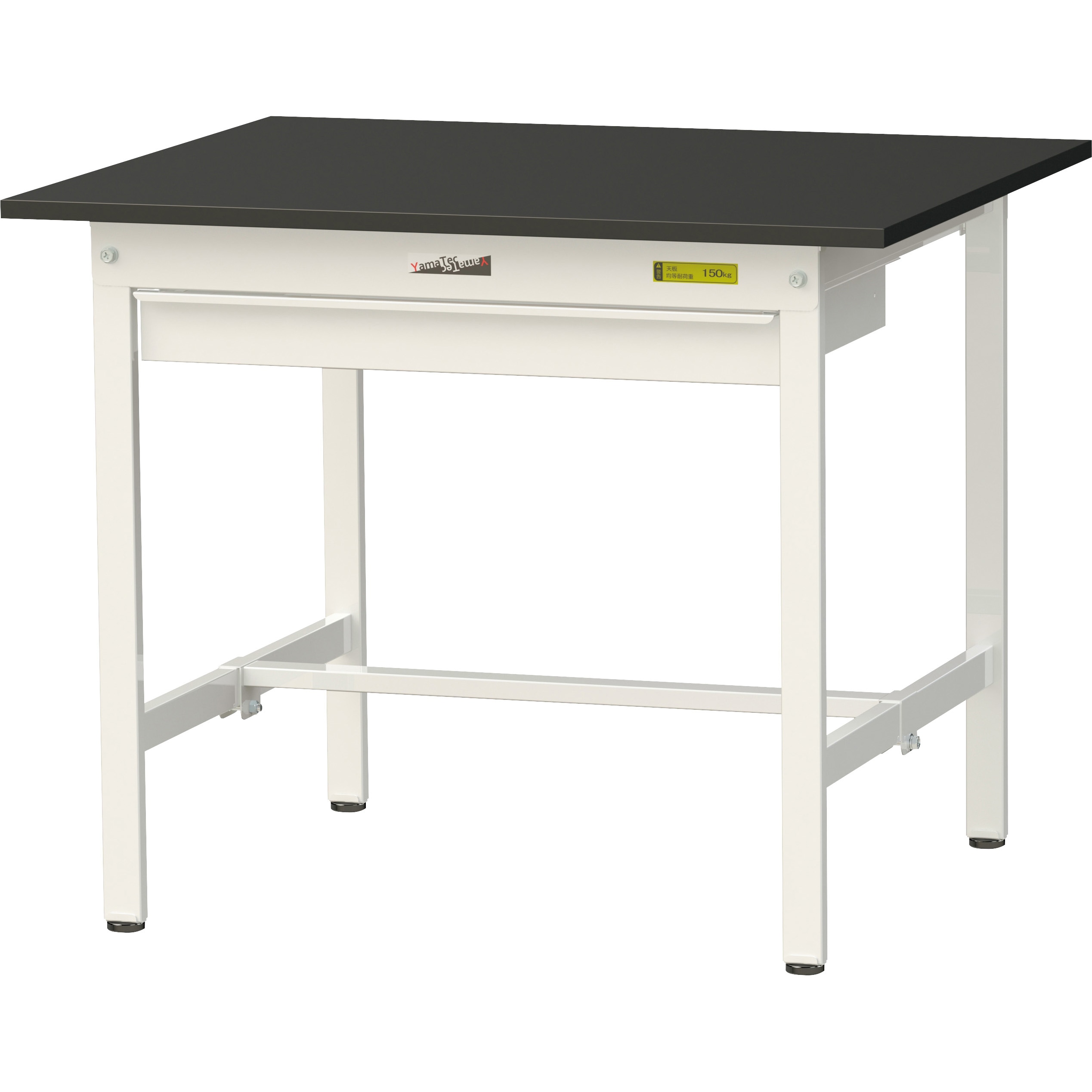 SLK-975W-BKW ワークテーブルLABシリーズ 固定式 ワイド引出し付 ケミテクト天板 H740mm ヤマテック ブラック シルキーホワイト