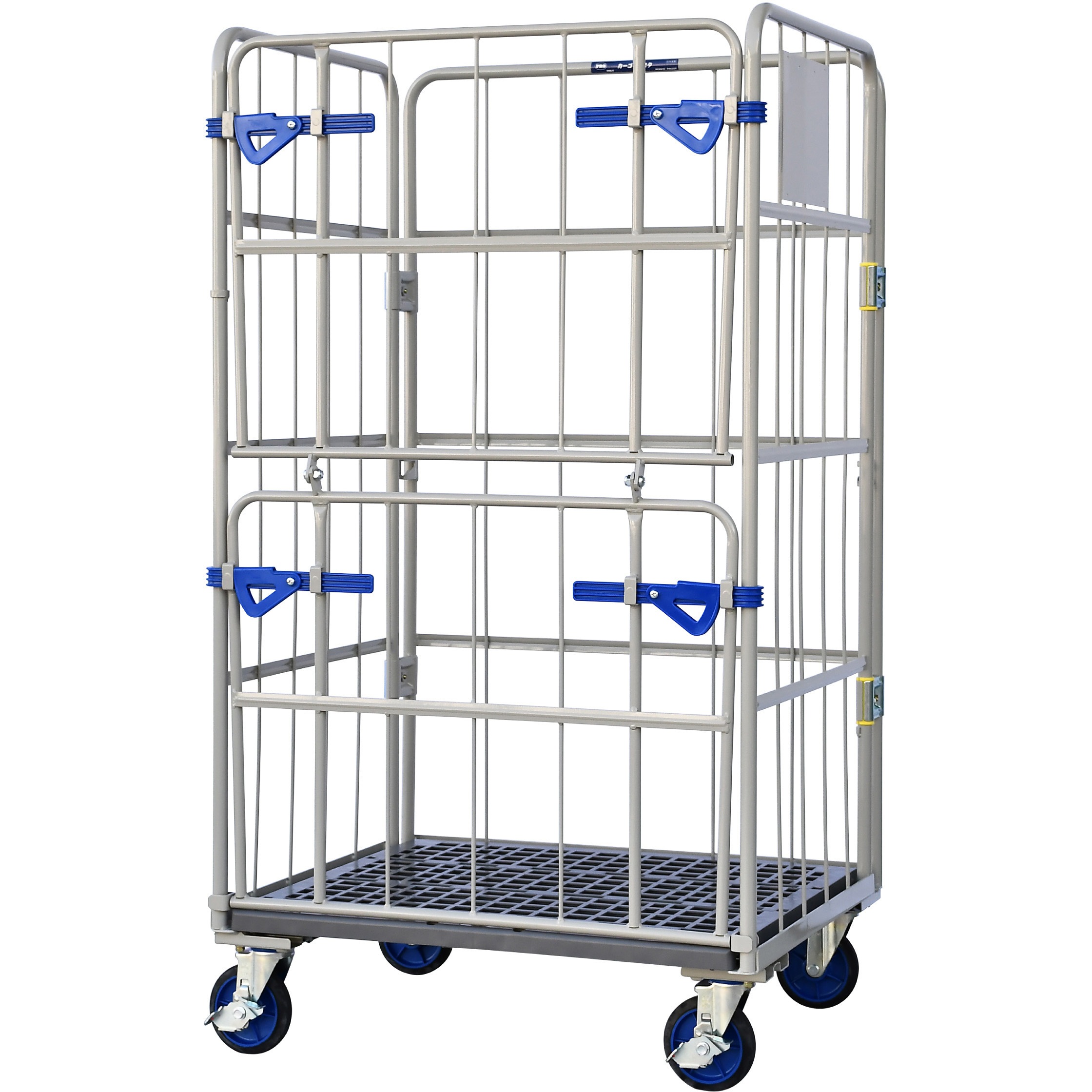 WKP-9580-WG 鋼製カゴ車”カーゴプレスタ”(床板プラスチック製)ダブルゲート付 ワコーパレット キャスター径150mm  WKP-9580-WG 38,337円