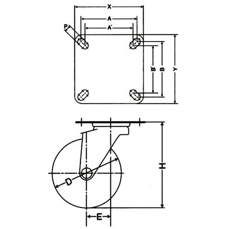 STM130MBC 自在 MCナイロン車 ナンシン 単輪 ユニクロメッキ仕上 許容荷重270daN 取付高177mm  STM130MBC