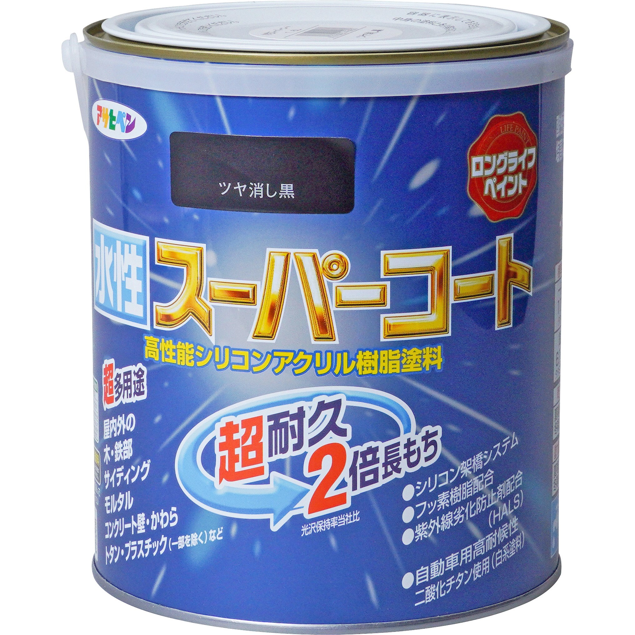 アサヒペン 塗料 ペンキ 苦しい 水性多用途カラー 1.6L ツヤ消し黒 水性 多用途