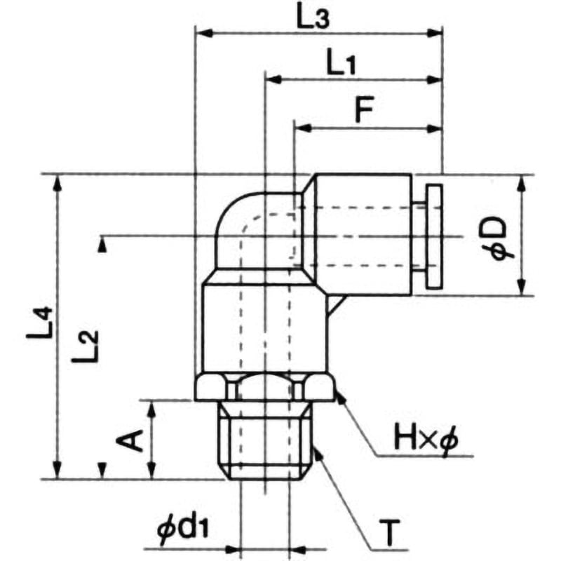 EL6-R1/4-C1 ケミフィットC1 エルボ ニッタ 適合チューブ外径6mm