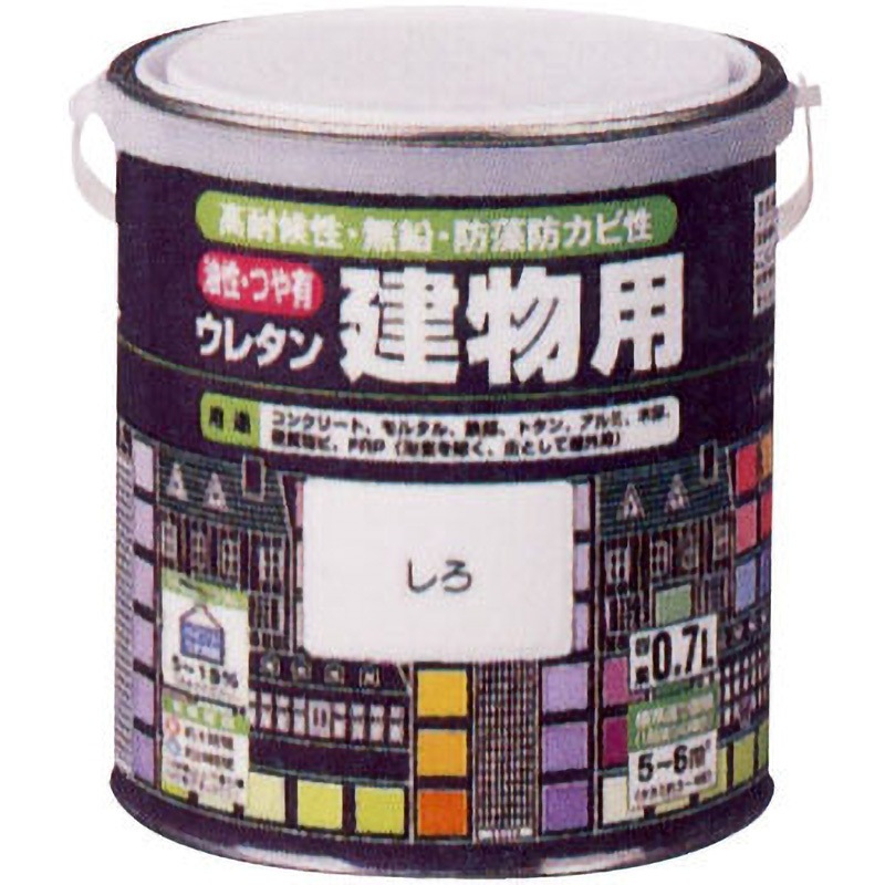 H06-0203 油性つや有ウレタン建物用 ロックペイント 屋外用 白色 1缶