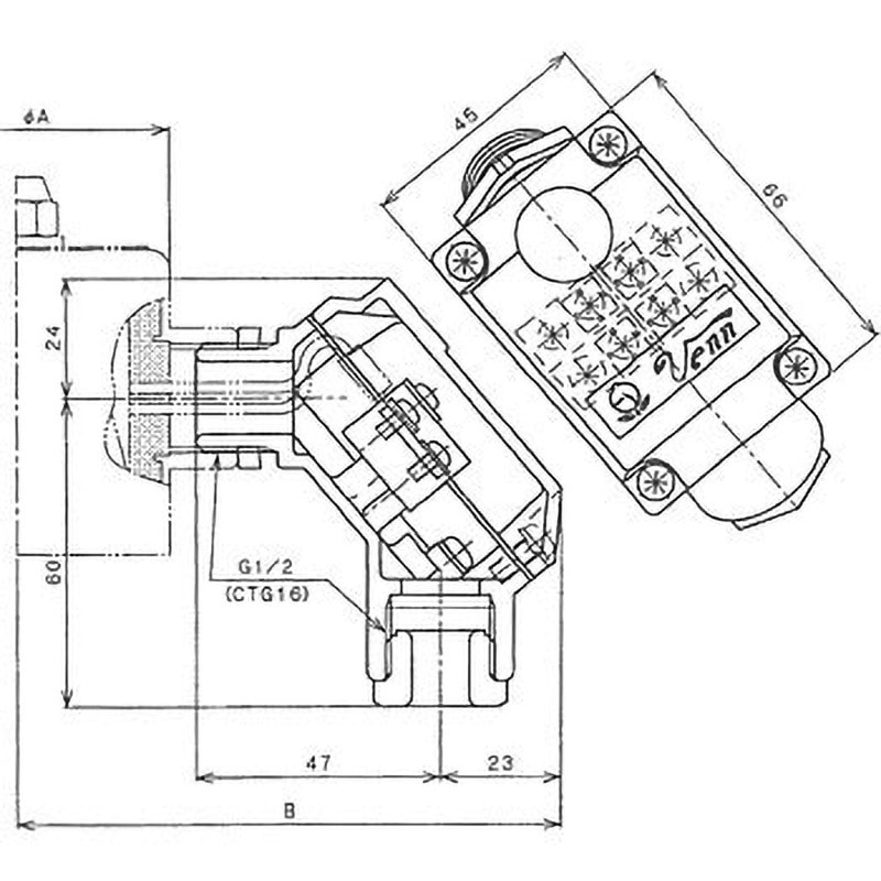 TB03-A 電磁弁用端子箱 ベン 金属製 250V
