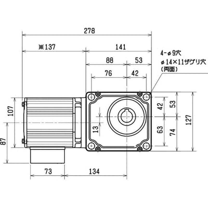 GM-SHYF-RH-0.1KW-10 直交軸ギヤードモータ フランジ型 中空軸 三菱電機 三相 ブレーキなし 出力0.1kW 屋内 -  【通販モノタロウ】