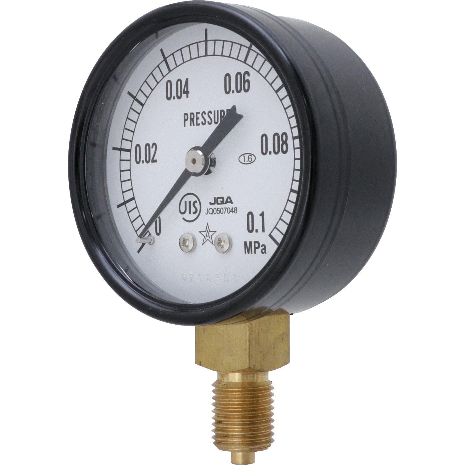 G211-111-0.1MPa(校正証明書・検査成績書・トレサビリティ付) 一般圧力計 Φ60(校正証明書・検査成績書・トレサビリティ付) 右下精器製造 G1/4 A枠(立型つば無し) 圧力レンジ0～0.1MPa 7,385円