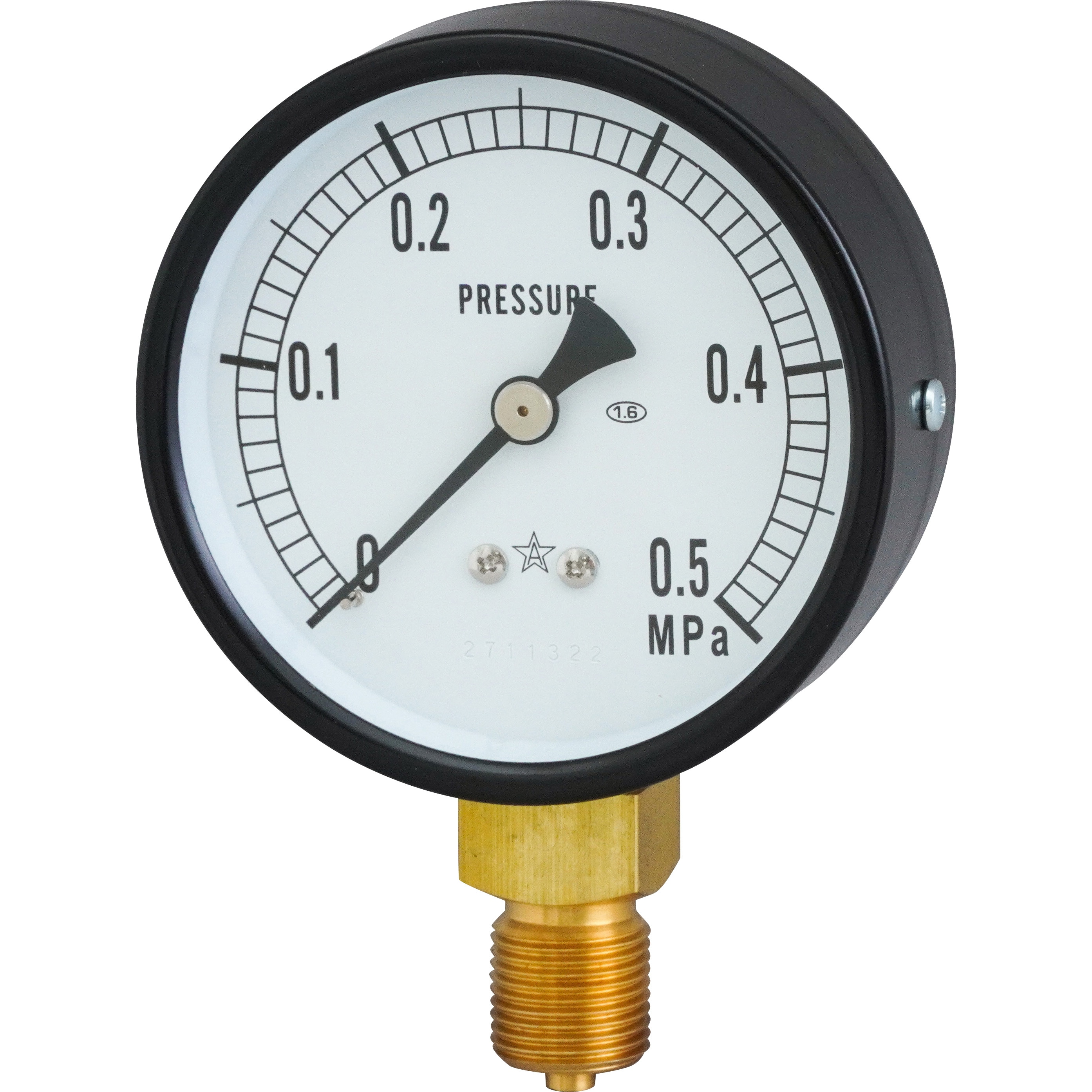 G311-211-0.5MPa-SET 一般圧力計 Φ75(成績書・トレーサビリティ体系図付き) 右下精器製造 圧力レンジ0～0.5MPa A枠(立型つば無し) ねじ径G3/8B