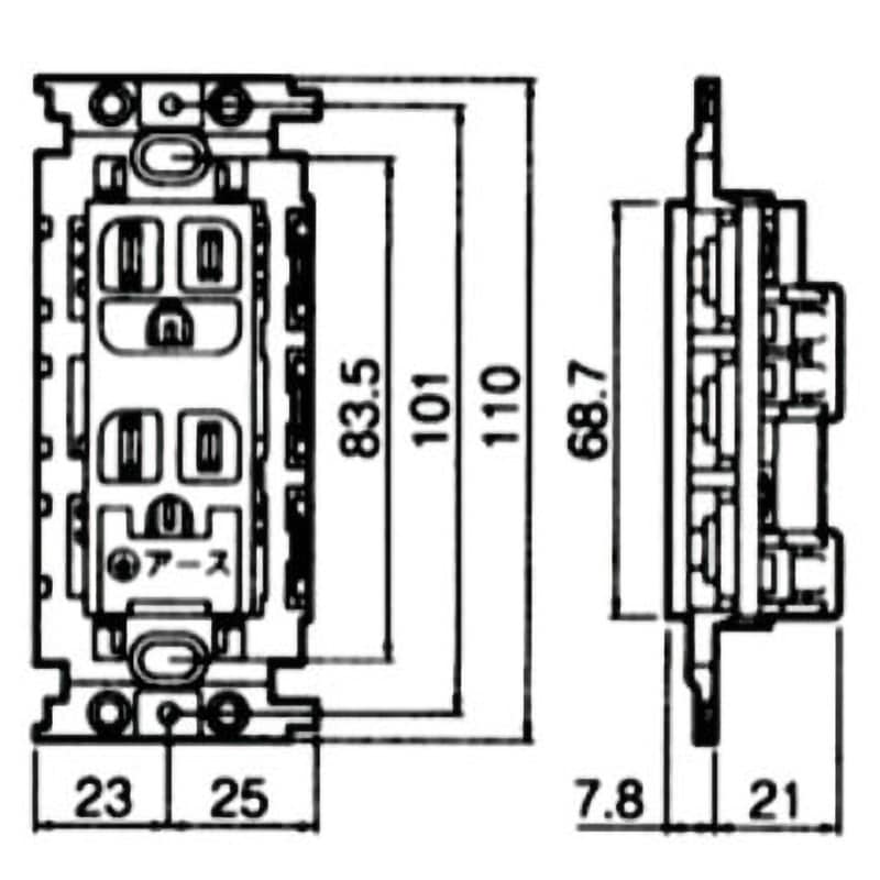 WN11329 アースターミナル付接地ダブルコンセント パナソニック(Panasonic) 15A 125V 平刃タイプ - 【通販モノタロウ】