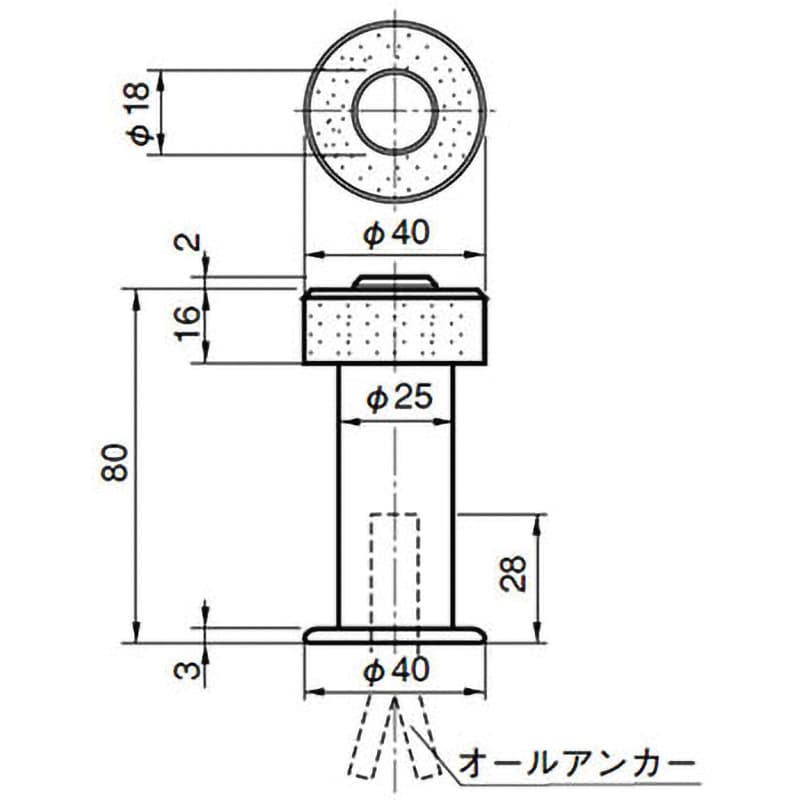 162-833 ハイロン床付戸当り ACE(エース/モリギン) 材質SUS304
